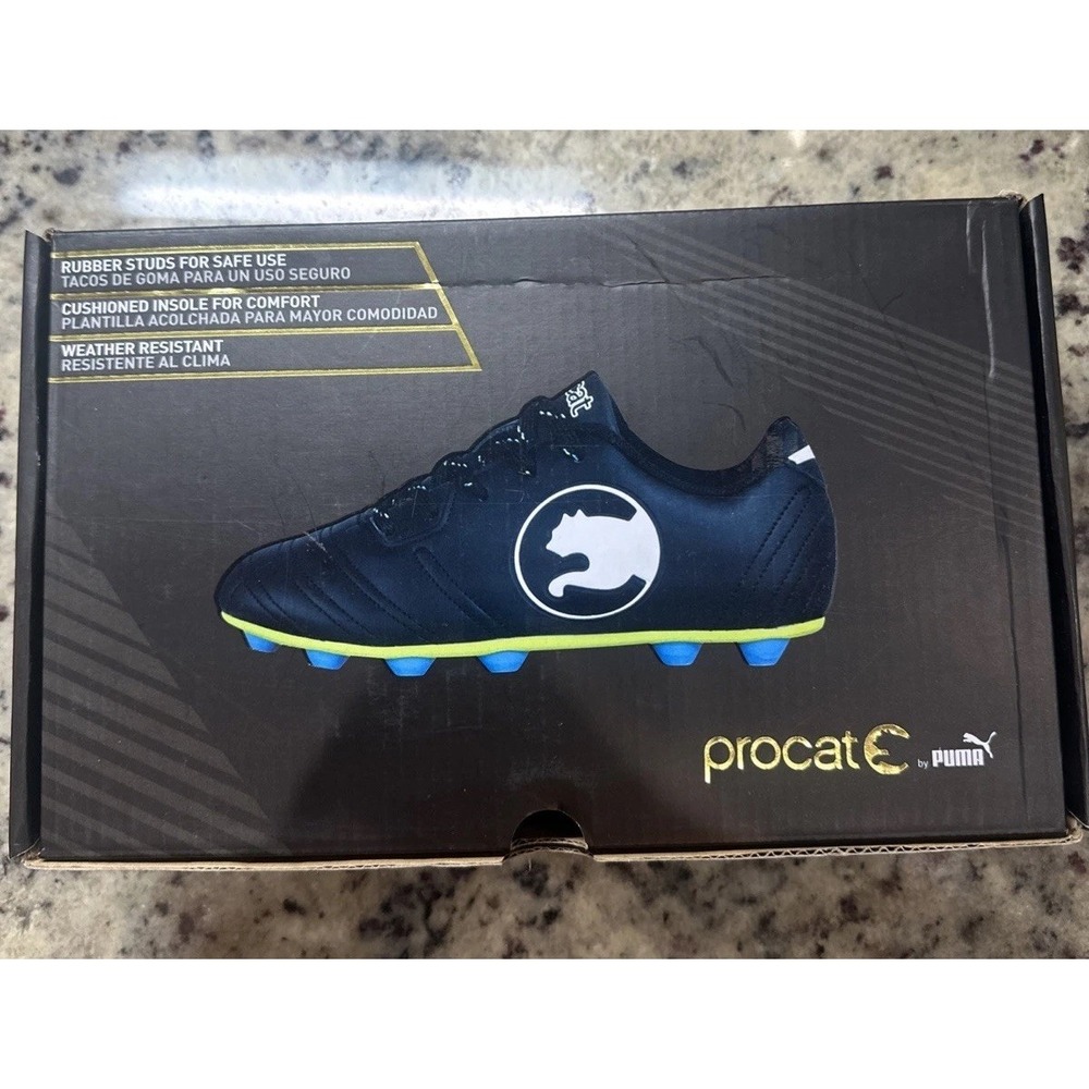 New Youth ProCat Size 2 Pitch Soccer Cleat Black And White